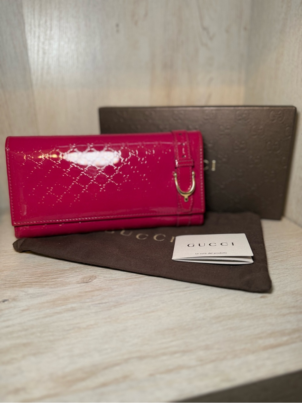 Gucci micro GG Patent Leather Continental Wallet